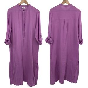Mikoh Button Front Gauzy Cotton Beach Coverup Lilac Purple Womens Medium